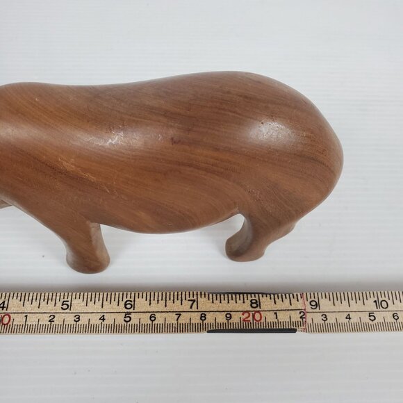 Vintage Hand-Carved Teak Rhino Figurine – Mid-Century Safari Animal Sculpture - Picture 6 of 13
